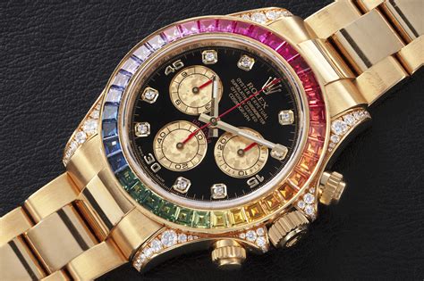 rolex rainbow sapphire daytona chronograph|Rolex rainbow diamonds.